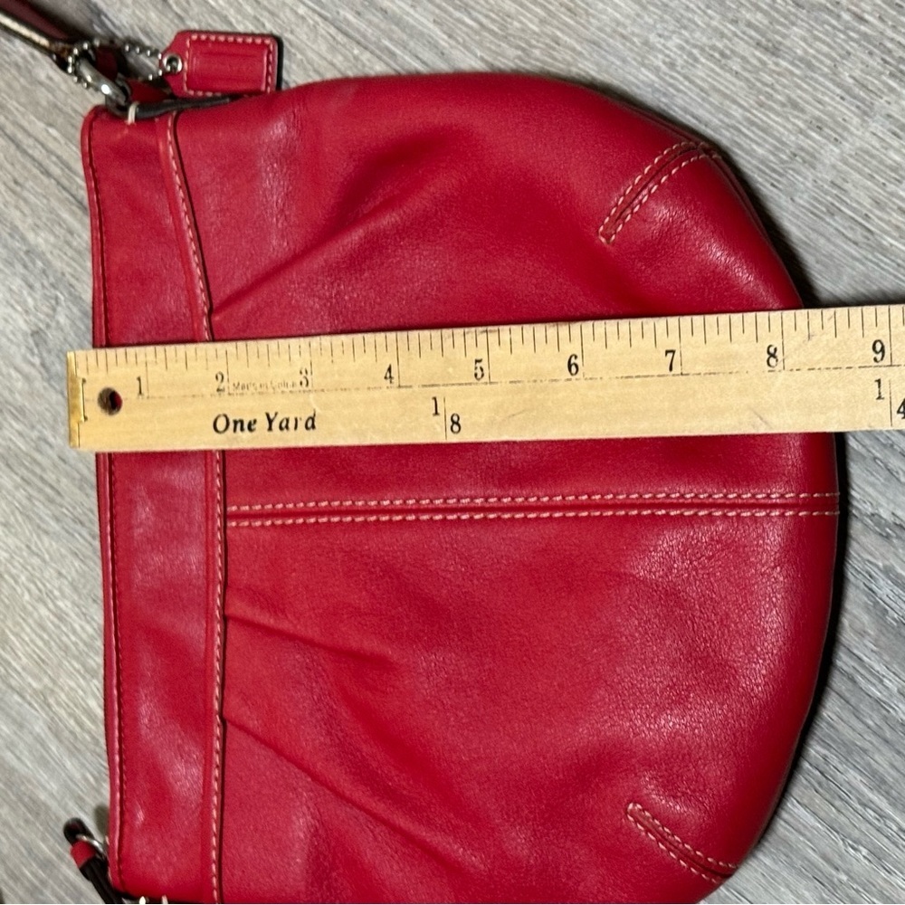 COACH Leather Ashley Pleated Swing-Pack Crossbody Handbag Red - Picture 10 of 13